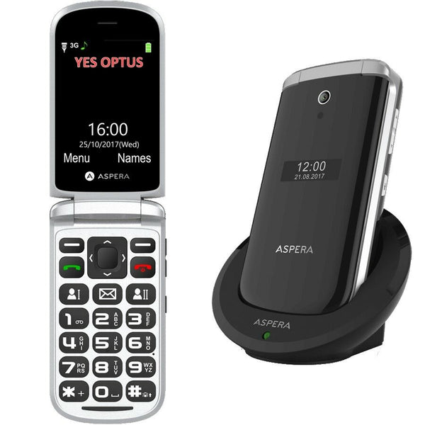 Aspera F28 - 3G Flip Phone with Charging Craddle